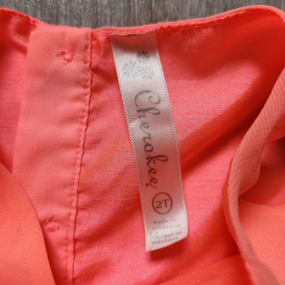 Cherokee Baby Girl Bright Coral Dress with Sheer Circle Design Details, Size 2T - Picture 2 of 4